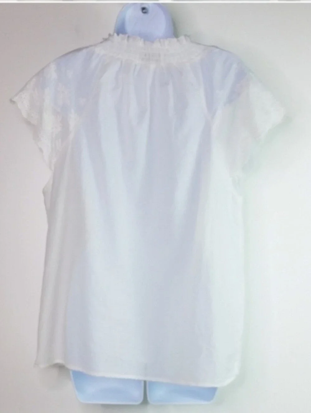White Embroidered Eyelet Cap Sleeve Cotton Top